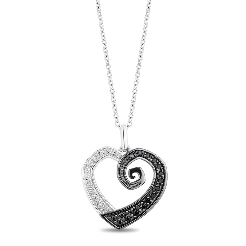 Main Image 1 of Disney Treasures The Nightmare Before Christmas Sterling Silver 0.20ct Diamond Spiral Heart Pendant
