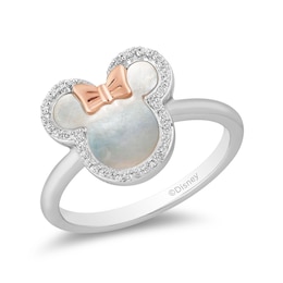Disney Treasures Minnie Sterling Silver MOP & 0.10ct Diamond Ring
