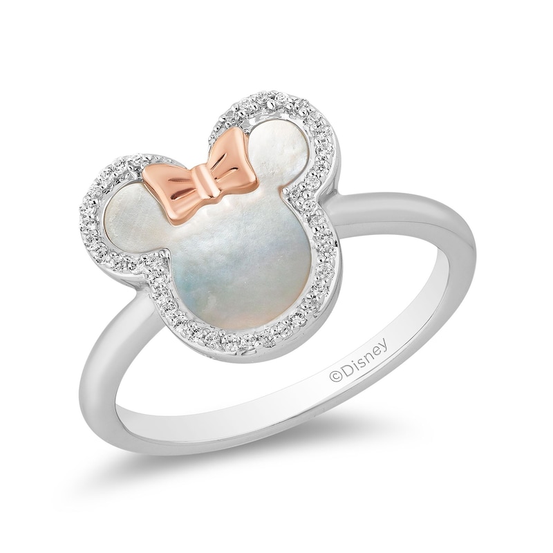 Disney Treasures Minnie Silver MOP & 0.10ct Diamond Ring