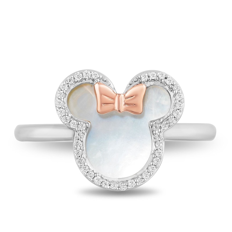 Disney Treasures Minnie Silver MOP & 0.10ct Diamond Ring