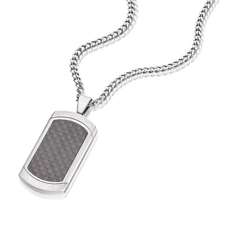 Main Image 2 of Men's Stainless Steel Black Textured Dog Tag Necklace