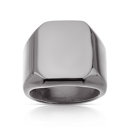 Men's Black Stainless Steel Signet Ring