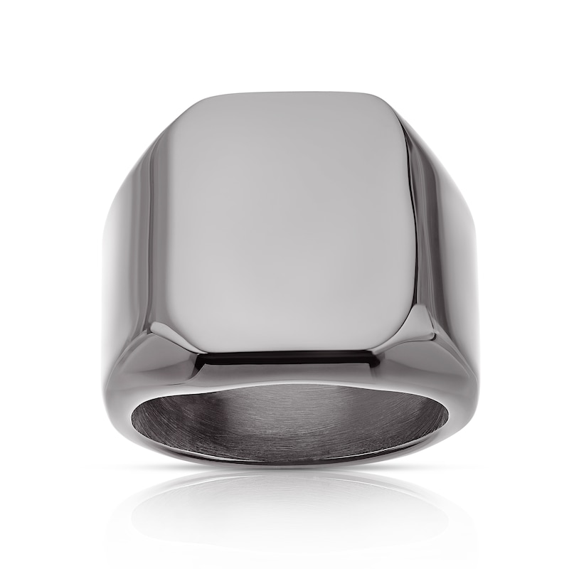 Main Image 1 of Men's Black Stainless Steel Signet Ring