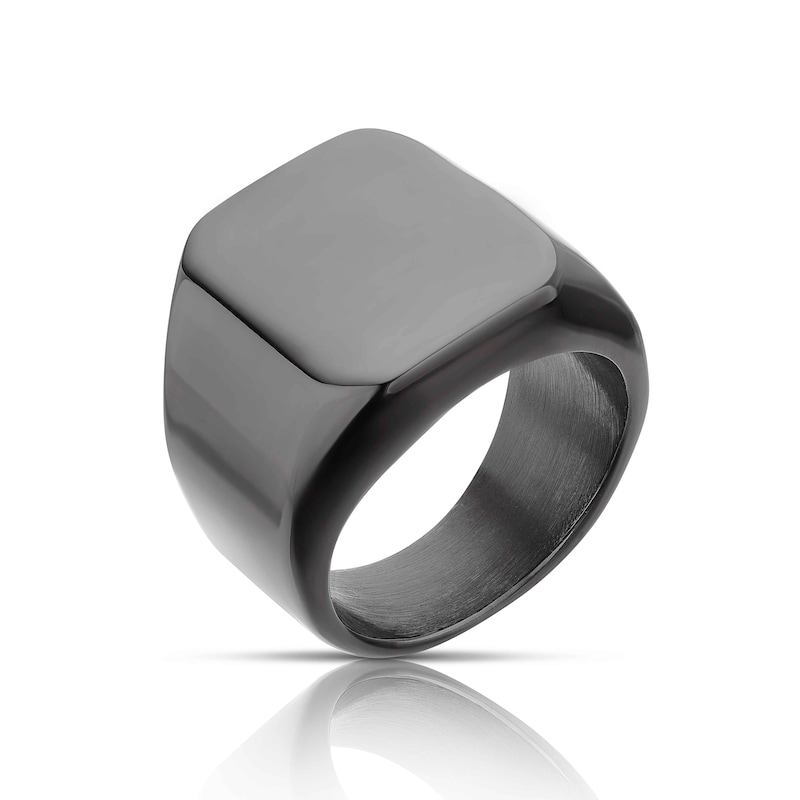 Men's Black Stainless Steel Signet Ring | H.Samuel