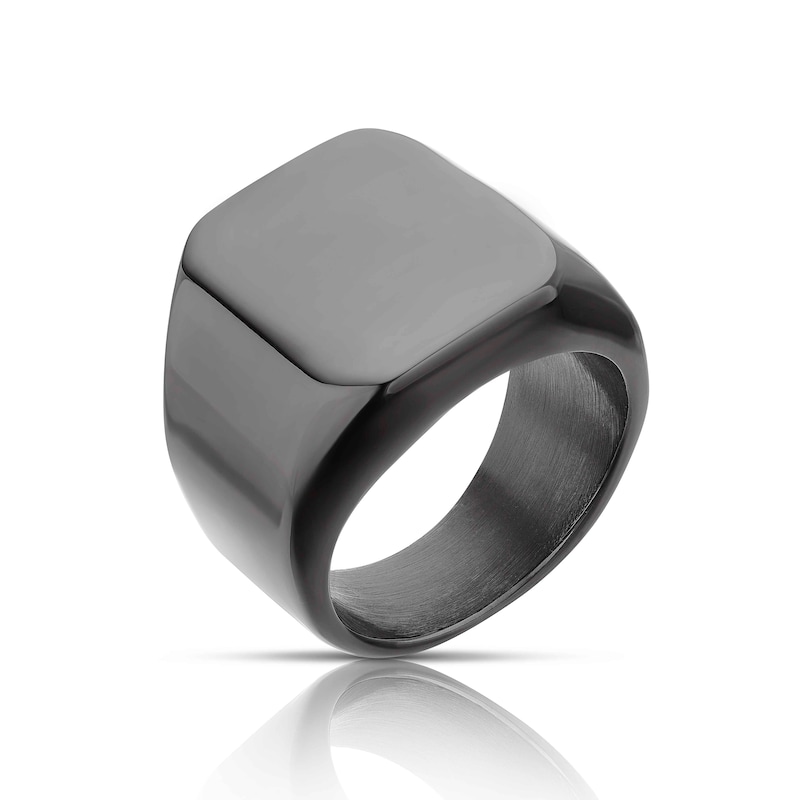 Main Image 2 of Men's Black Stainless Steel Signet Ring