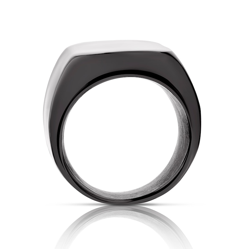 Main Image 3 of Men's Black Stainless Steel Signet Ring