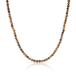 Men's Stainless Steel Tiger Eye Stone Bead Necklace