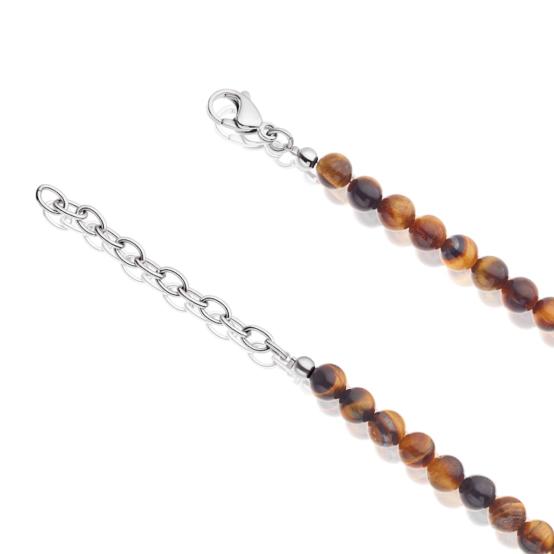 Men's Stainless Steel Tiger Eye Stone Bead Necklace