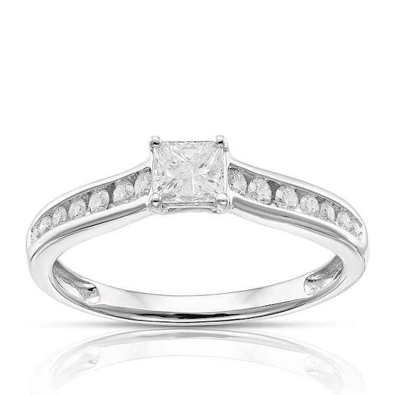 9ct White Gold 0.50ct Diamond Princess Cut Solitaire Ring