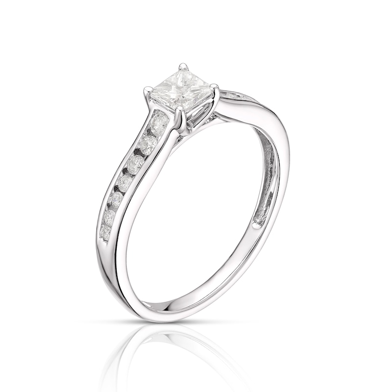 9ct White Gold 0.50ct Diamond Princess Cut Solitaire Ring