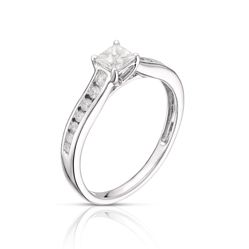 Main Image 2 of 9ct White Gold 0.50ct Diamond Princess Cut Solitaire Ring