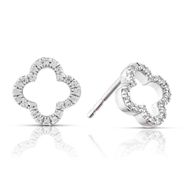 Sterling Silver Diamond 0.08ct Clover Stud Earrings