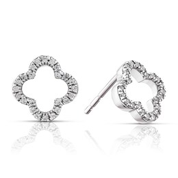 Sterling Silver Diamond 0.08ct Clover Stud Earrings