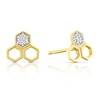 Thumbnail Image 1 of Sterling Silver & 18ct Gold Plated Vermeil 0.04ct Diamond Honeycomb Earrings