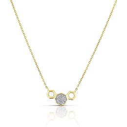 Sterling Silver & 18ct Gold Plated Vermeil 0.05ct Diamond Honeycomb Necklace