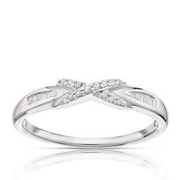 9ct White Gold 0.10ct Diamond Cross Band