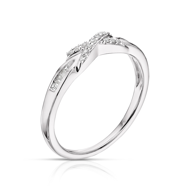 Main Image 2 of 9ct White Gold 0.10ct Diamond Cross Band