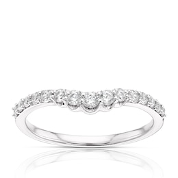 9ct White Gold 0.23ct Total Diamond Round Cut Wishbone Ring