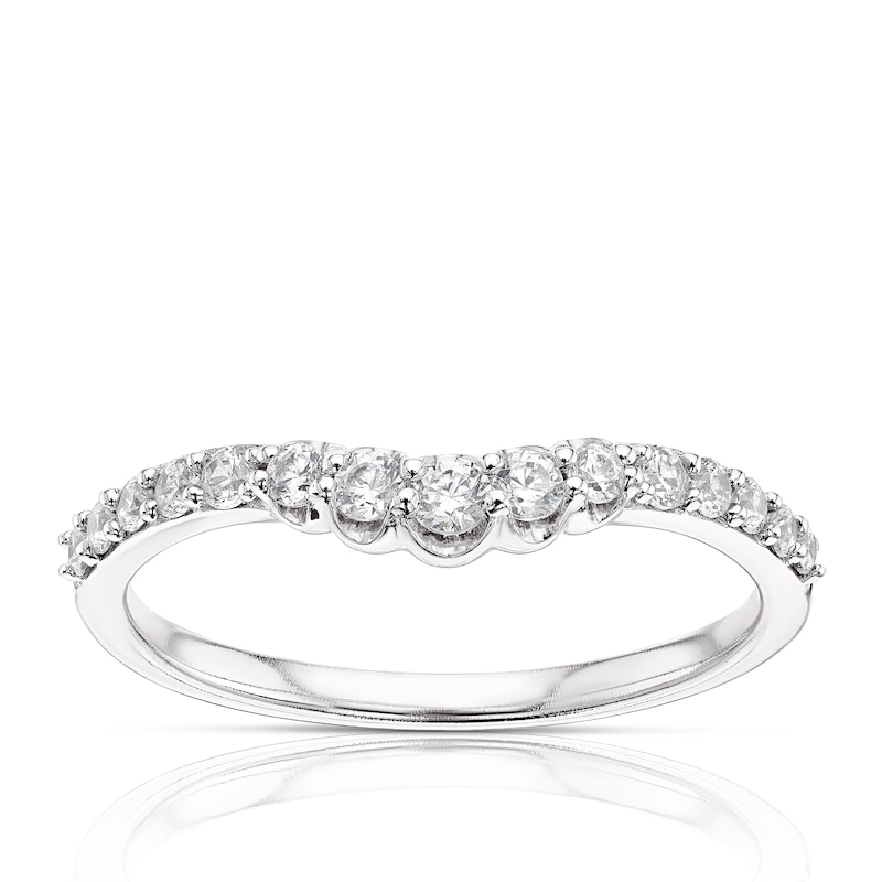 Main Image 1 of 9ct White Gold 0.23ct Total Diamond Round Cut Wishbone Ring