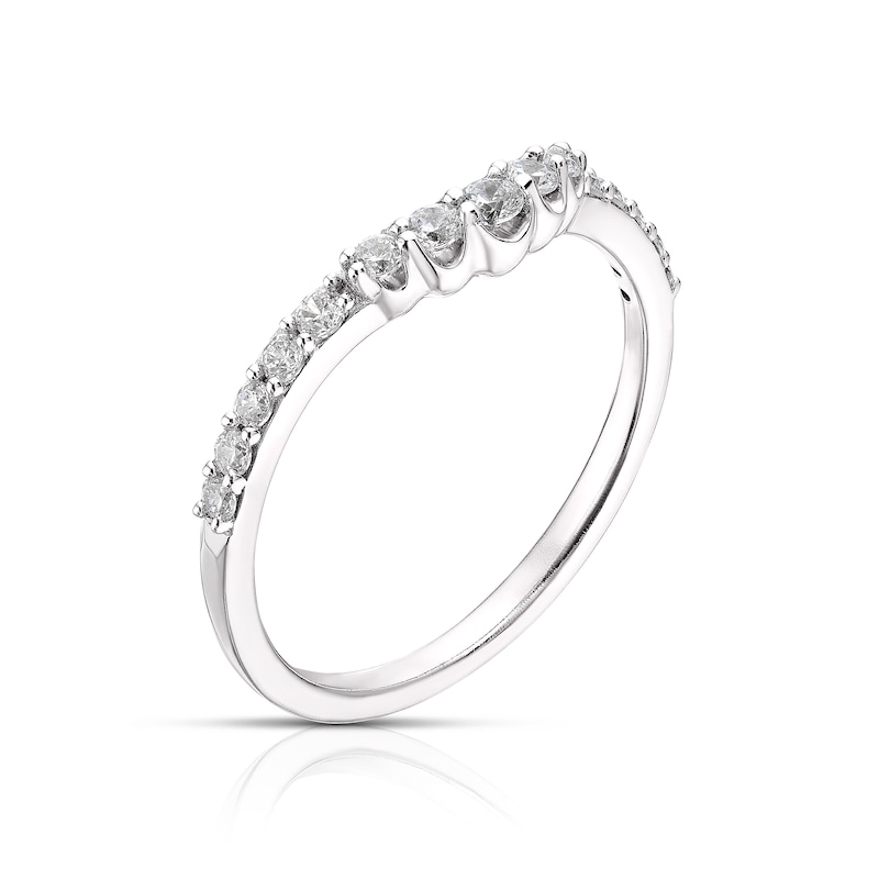 Main Image 2 of 9ct White Gold 0.23ct Total Diamond Round Cut Wishbone Ring