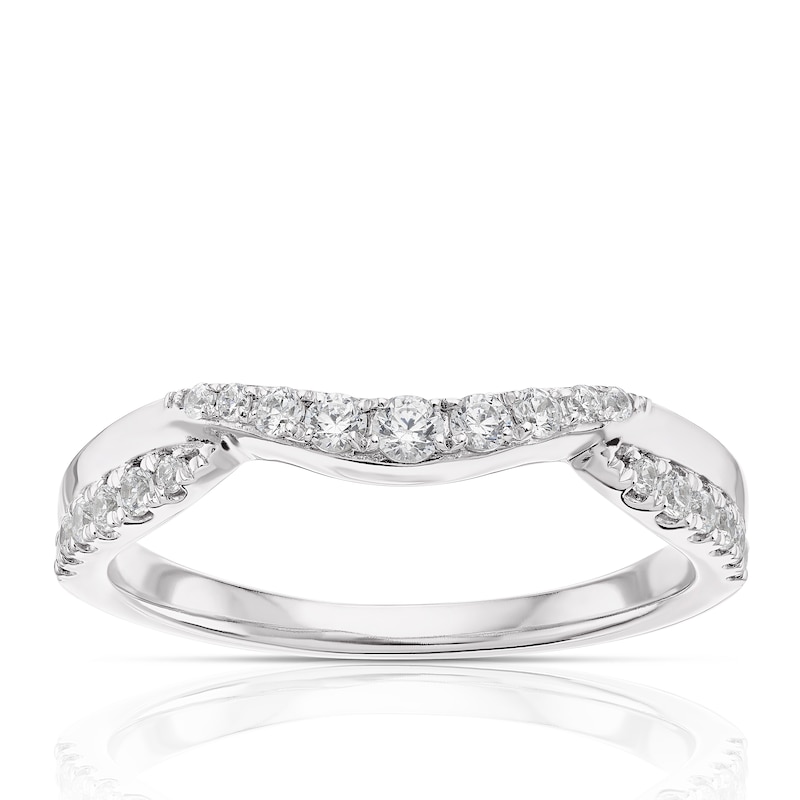 Main Image 1 of 9ct White Gold 0.23ct Total Diamond Round Cut Wedding Ring