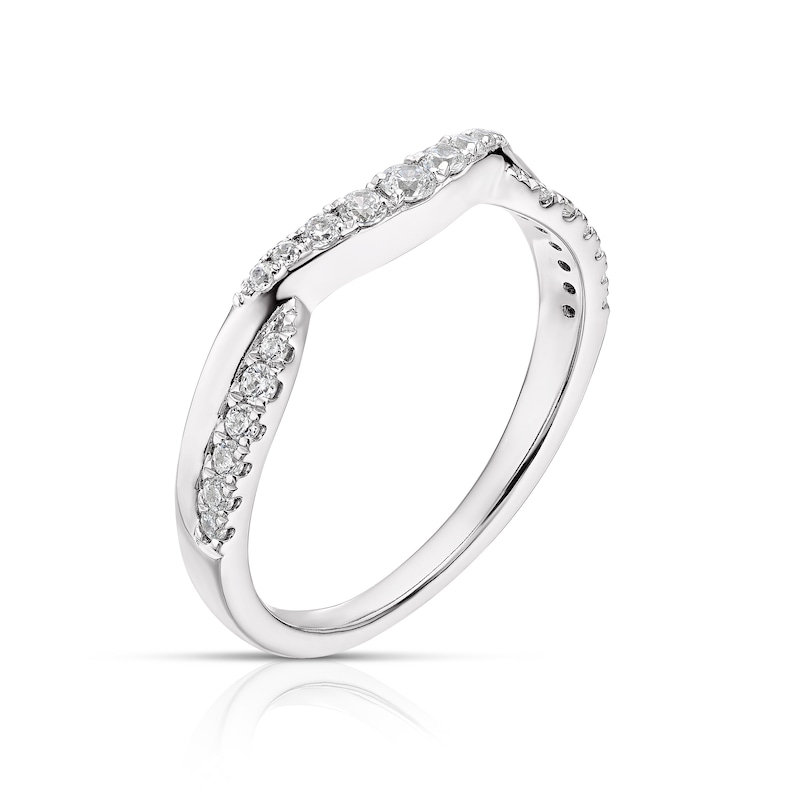 Main Image 2 of 9ct White Gold 0.23ct Total Diamond Round Cut Wedding Ring
