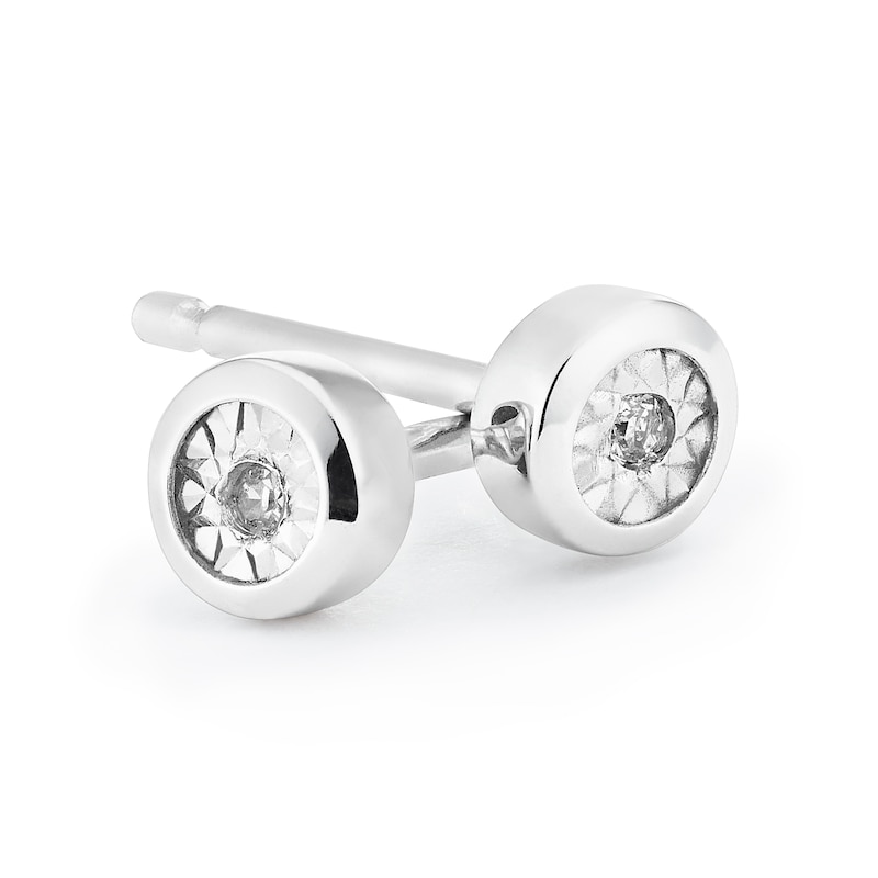 9ct White Gold Diamond Rub Over Stud Earrings