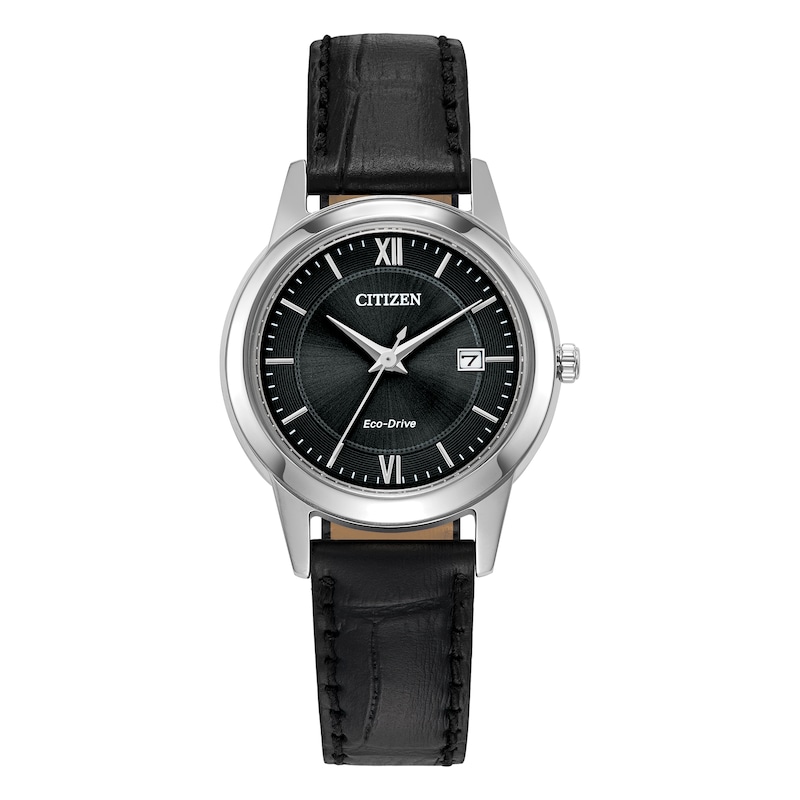 Citizen Eco-Drive Dress Ladies Black Leather Strap Watch