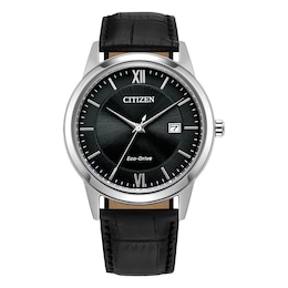 Citizen Eco-Drive Dress Men's Black Leather Strap Watch