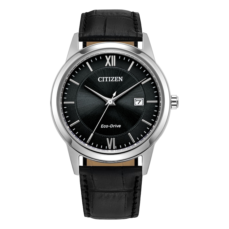 Main Image 1 of Citizen Eco-Drive Dress Men's Black Leather Strap Watch