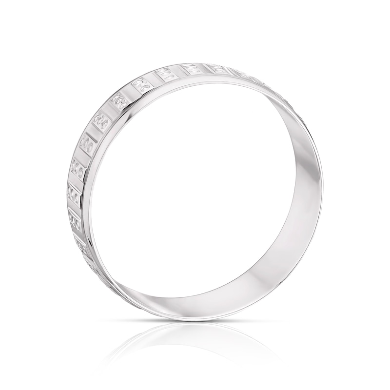 Main Image 3 of 9ct White Gold 6mm Patterned Wedding Band