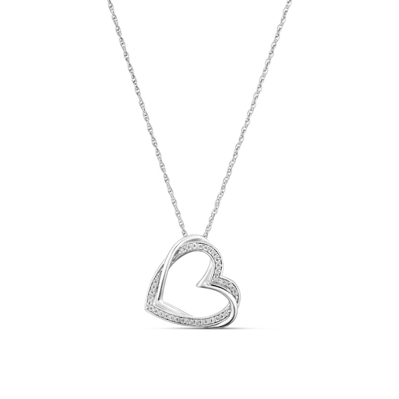 Sterling Silver 0.10ct Diamond Heart Pendant