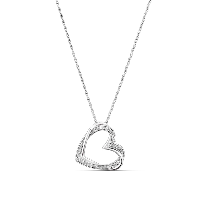 Main Image 1 of Sterling Silver 0.10ct Diamond Heart Pendant