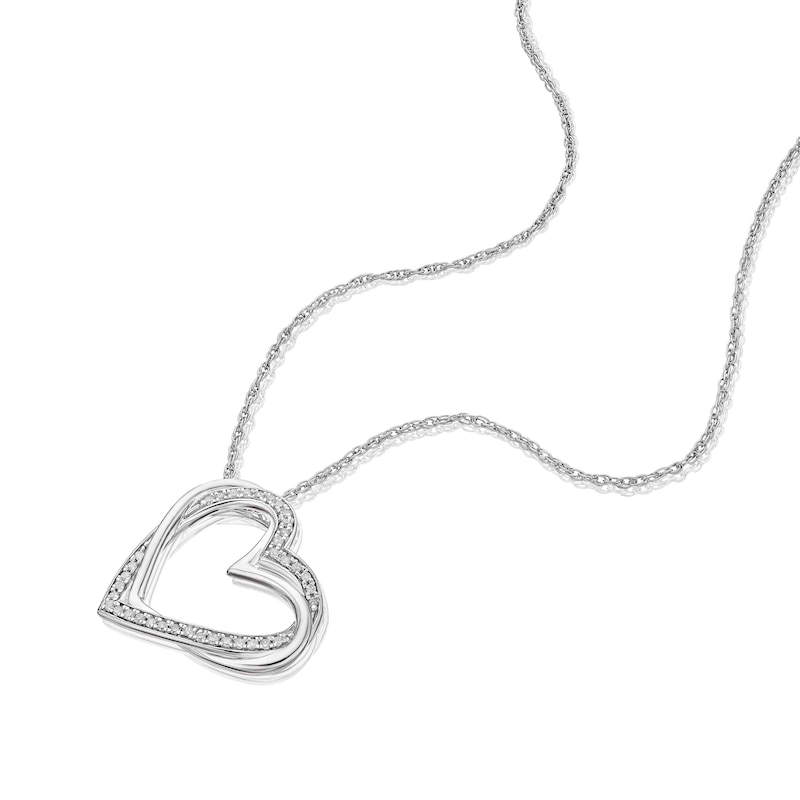 Main Image 2 of Sterling Silver 0.10ct Diamond Heart Pendant