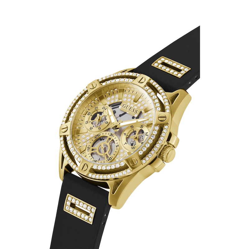 Main Image 3 of Guess Queen Ladies' Black Leather Strap Watch