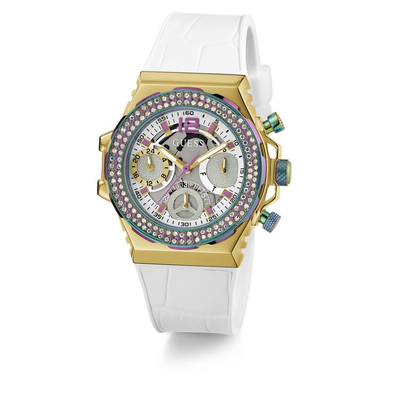 Guess Fusion Ladies' White Leather Strap Watch