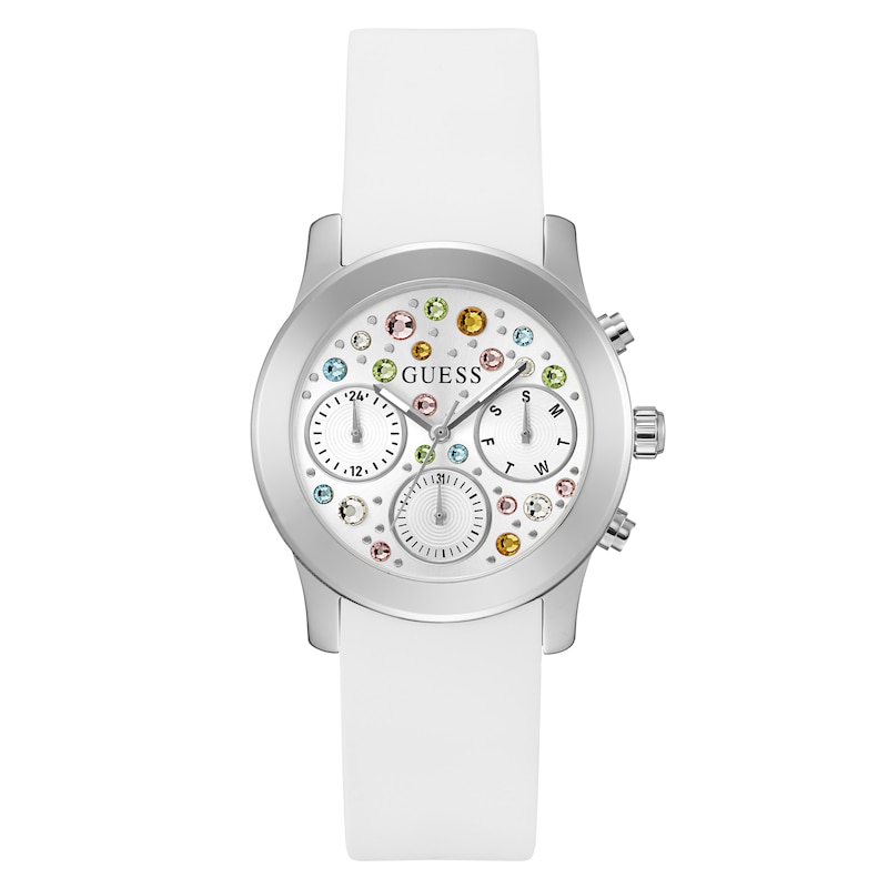 Main Image 1 of Guess Fantasia Ladies' Multi-Colour Stone Set Dial White Silicone Strap Watch