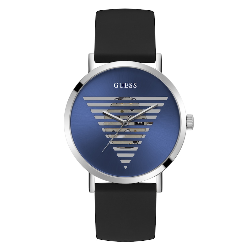 Guess Idol Men's Detailed Dial Black Silicone Strap Watch
