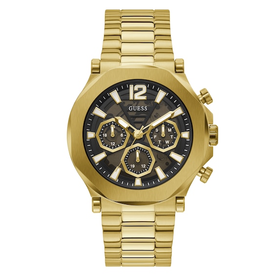 Guess Edge Mens Chronograph Dial Gold Tone Bracelet Watch