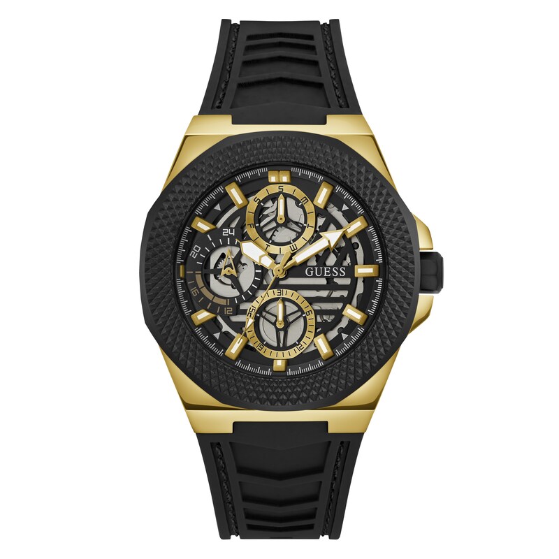 Guess Front Runner Men's Black Silicone Strap Watch