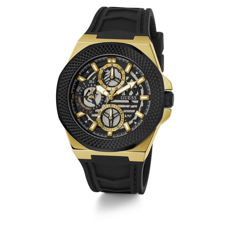 Guess Front Runner Men's Black Silicone Strap Watch