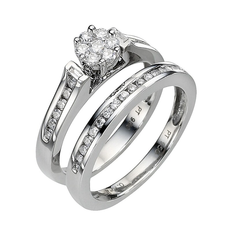 Perfect Fit Platinum 0.50ct Total Diamond Bridal Set