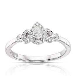 Emmy London 9ct White Gold 0.25ct Diamond Pear Cut Ring
