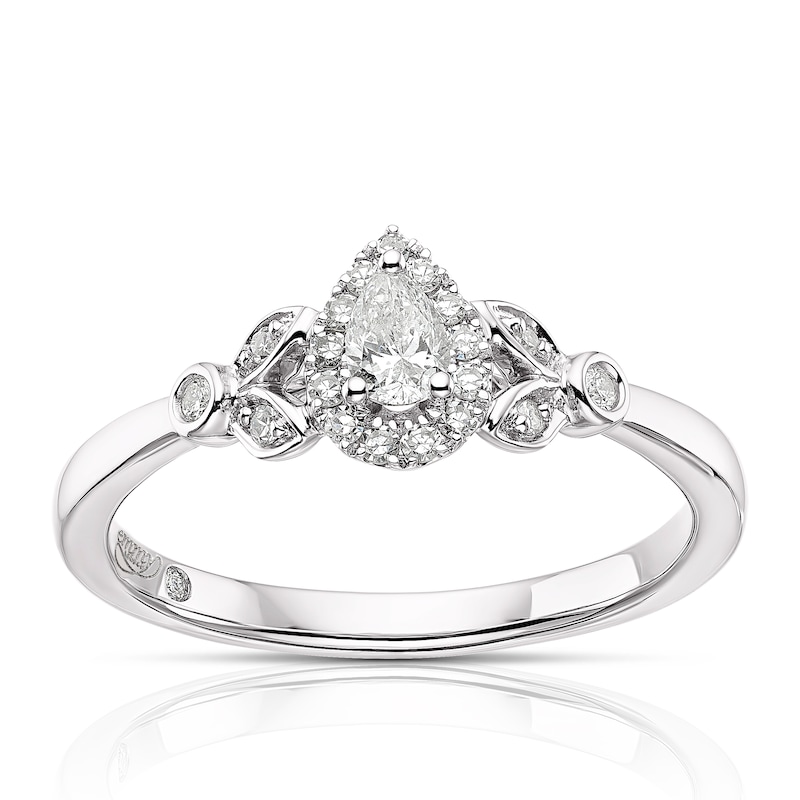 Main Image 1 of Emmy London 9ct White Gold 0.25ct Diamond Pear Cut Ring