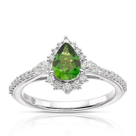 Emmy London 9ct White Gold Tourmaline 0.33ct Diamond Ring