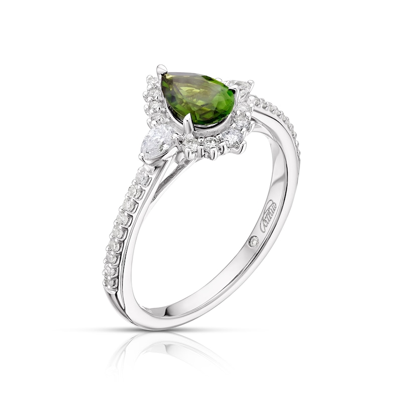 Main Image 2 of Emmy London 9ct White Gold Tourmaline 0.33ct Diamond Ring