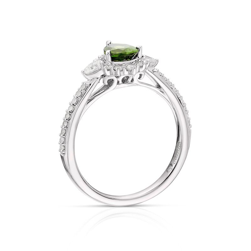 Main Image 3 of Emmy London 9ct White Gold Tourmaline 0.33ct Diamond Ring