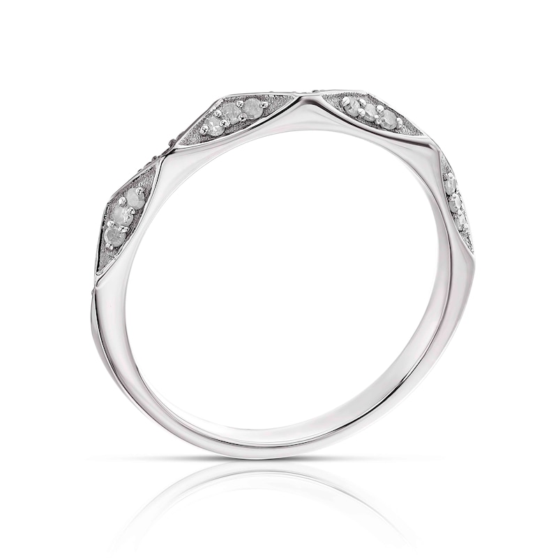 Main Image 3 of 9ct White Gold Ruby 0.09ct Diamond Geometric Ring