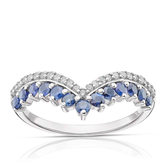 9ct White Gold Sapphire 0.11ct Diamond Shaped Eternity Ring