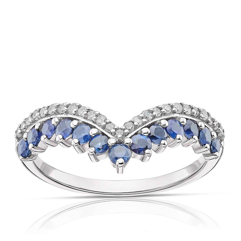 Main Image 1 of 9ct White Gold Sapphire 0.11ct Diamond Shaped Eternity Ring